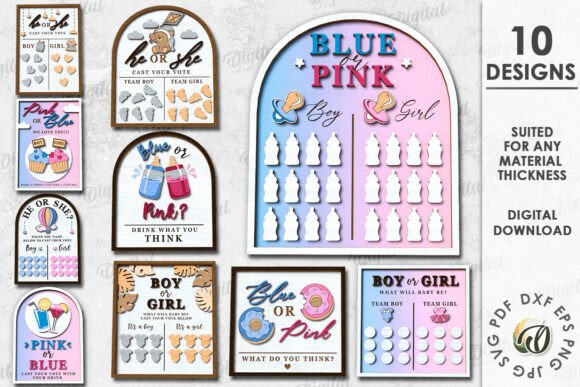 3D Gender Reveal Game Signs Bundle