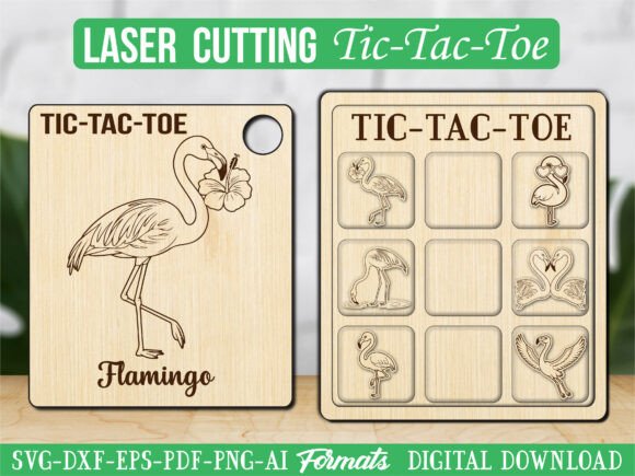 Flamingo Bird Tic Tac Toe Puzzle Game: A Creative Laser Cutting Project