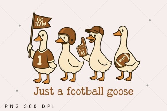 Funny Silly Goose Football PNG for Game Day Designs