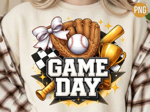 Game Day Baseball Glove Trophy PNG for Creative Projects