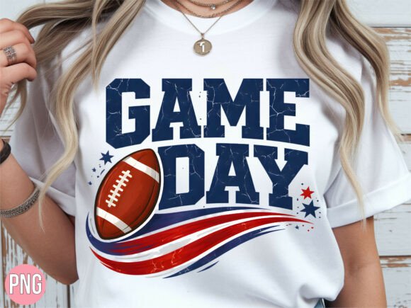 Game Day Football Red White Blue PNG