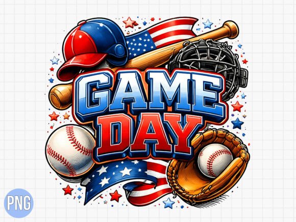 Game Day USA Baseball Flag Gear PNG