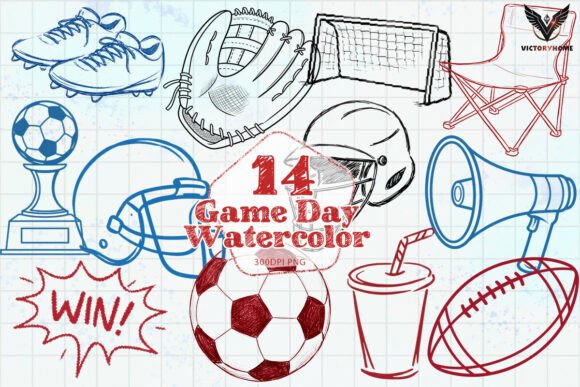 Game Day Watercolor PNG: Creative Design Made Easy