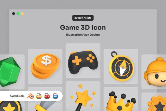 Playful 3D Game Icon Pack: Modern Design for Dynamic Projects