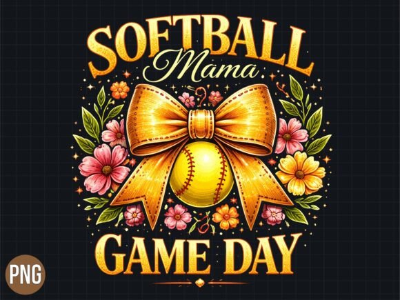 Softball Mama Game Day Bow Design PNG: A Versatile Choice for Creative Print Projects