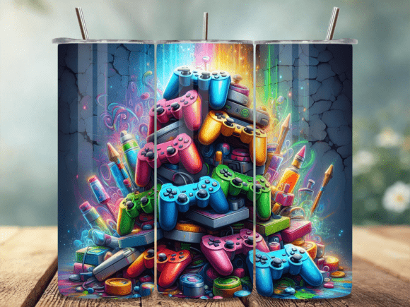Video Game Controllers Tumbler Wrap Design