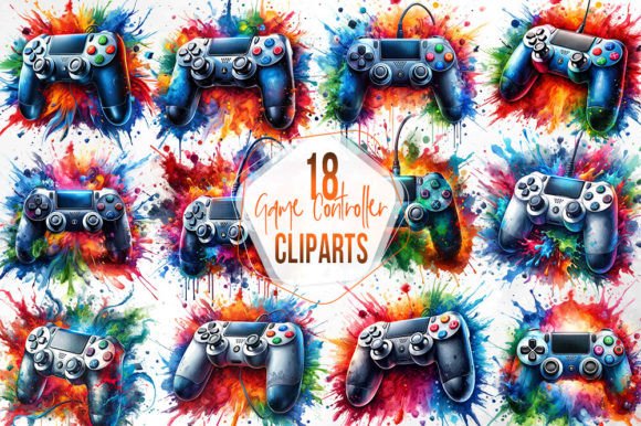 Watercolor Colorful Game Controller PNG
